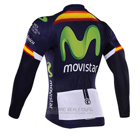 2017 Fahrradbekleidung Movistar Champion Spanien Trikot Langarm und Tragerhose